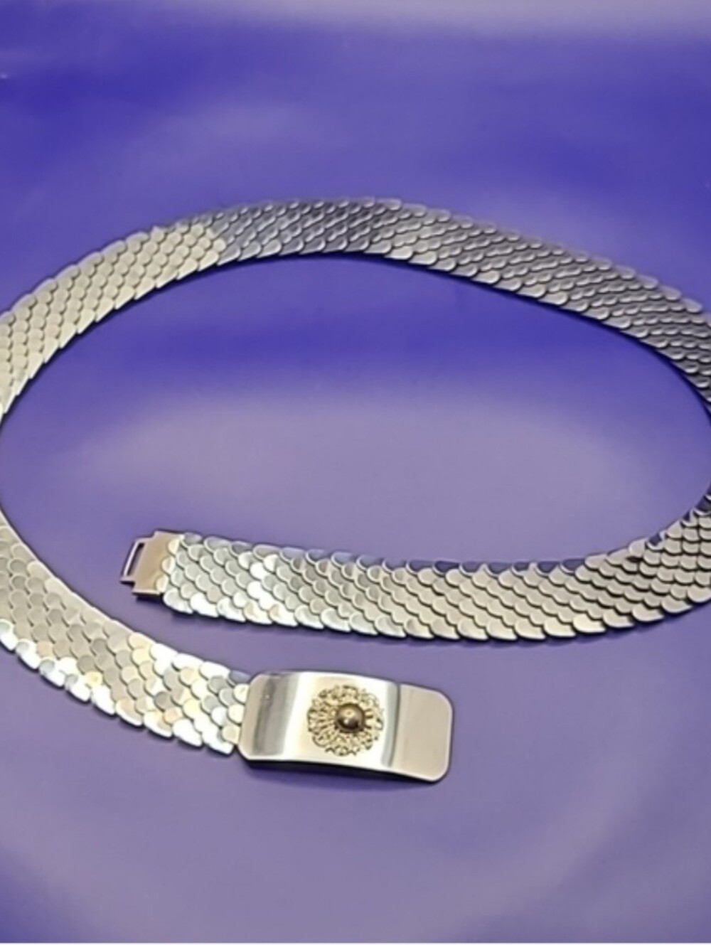 Vintage 80’s Serpentine Metal Elastic Stretch Belt